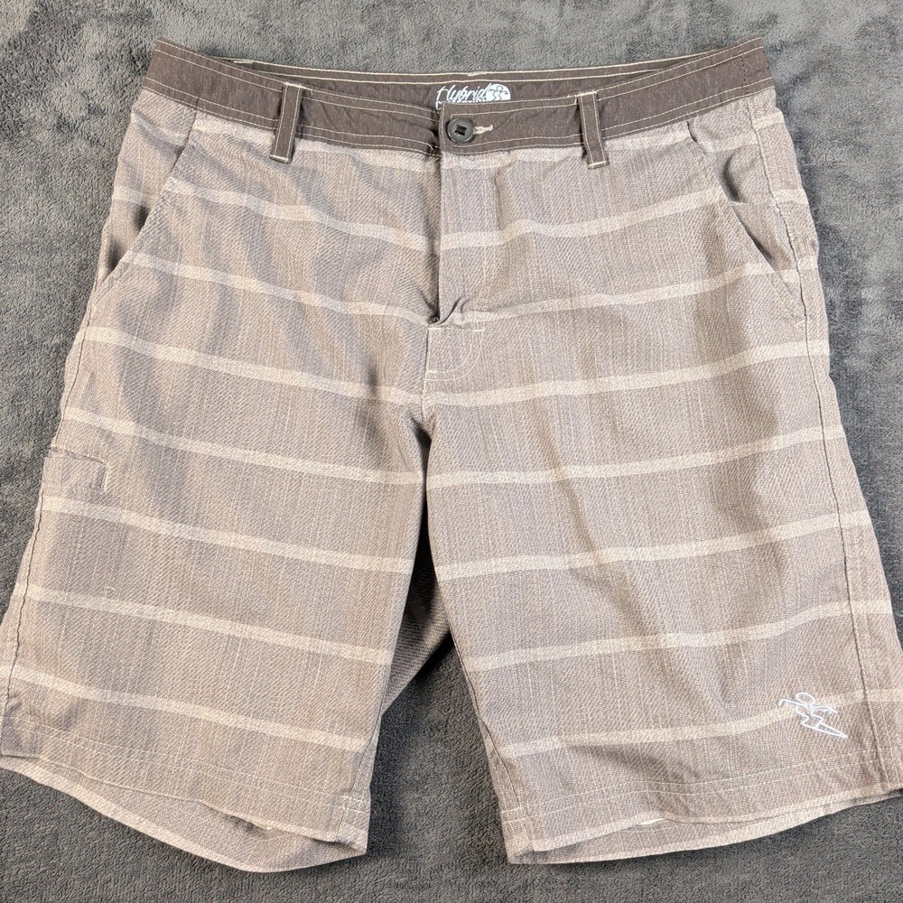Da Hui Mens Hybrid Board Shorts Grey Textured Slub Stretch Size 36